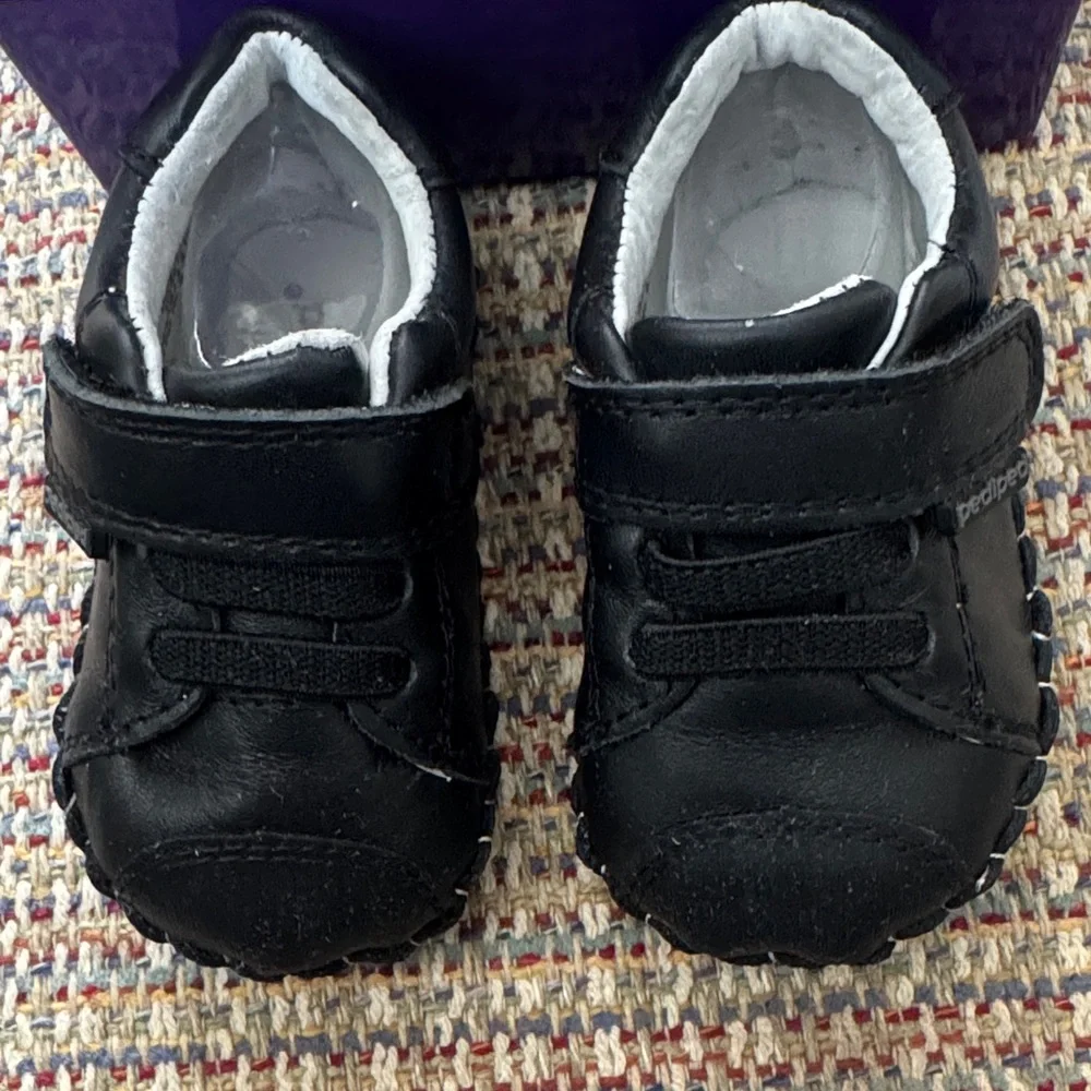 Pediped Black Leather Baby Walker Shoes